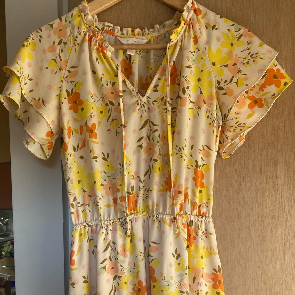 NWOT Lauren Conrad Yellow Floral Dress Size xs